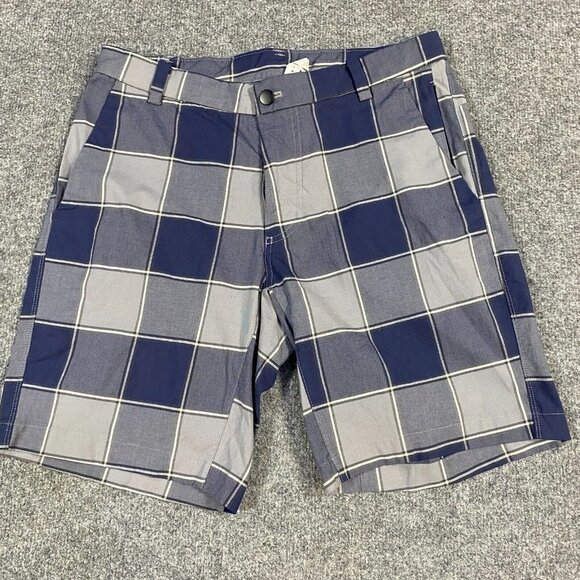 Lululemon Shorts 32 Blue Plaid Organic Cotton Stretch 8" in - Picture 1 of 9